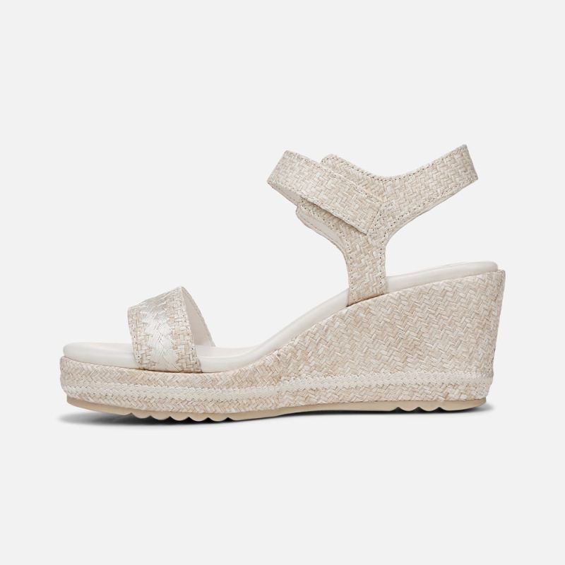 Naturalizer Women's Stella Wedge Sandal - Eggshell Beige Raffia