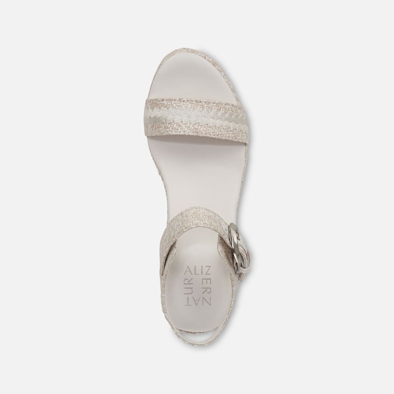 Naturalizer Women's Stella Wedge Sandal - Eggshell Beige Raffia
