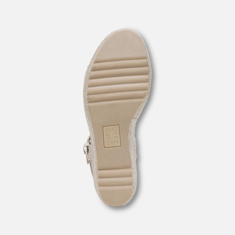 Naturalizer Women's Stella Wedge Sandal - Eggshell Beige Raffia