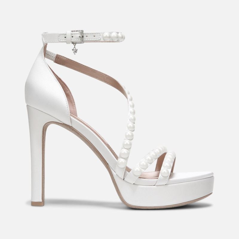 Naturalizer Women's Love Dress Sandal - Silk White Fabric/Pearls