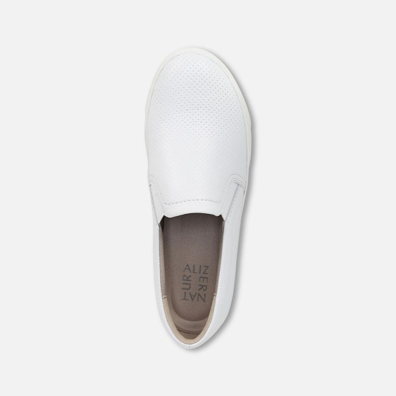 Naturalizer Women's Marianne Slip On Sneaker - White Perforated Leather