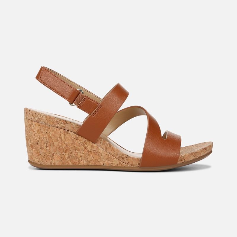 Naturalizer Women's Adria Wedge Sandal - Toffee Brown Faux Leather