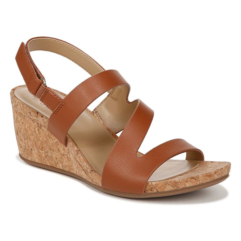Naturalizer Women's Adria Wedge Sandal - Toffee Brown Faux Leather