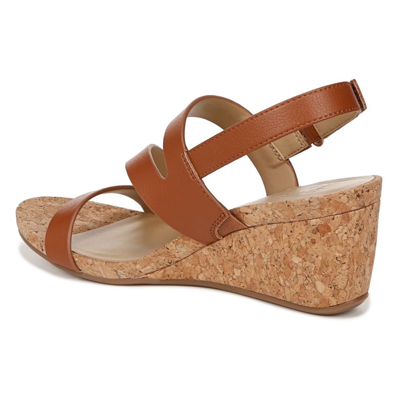 Naturalizer Women's Adria Wedge Sandal - Toffee Brown Faux Leather