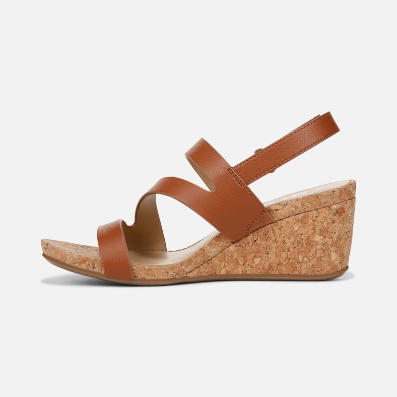 Naturalizer Women's Adria Wedge Sandal - Toffee Brown Faux Leather
