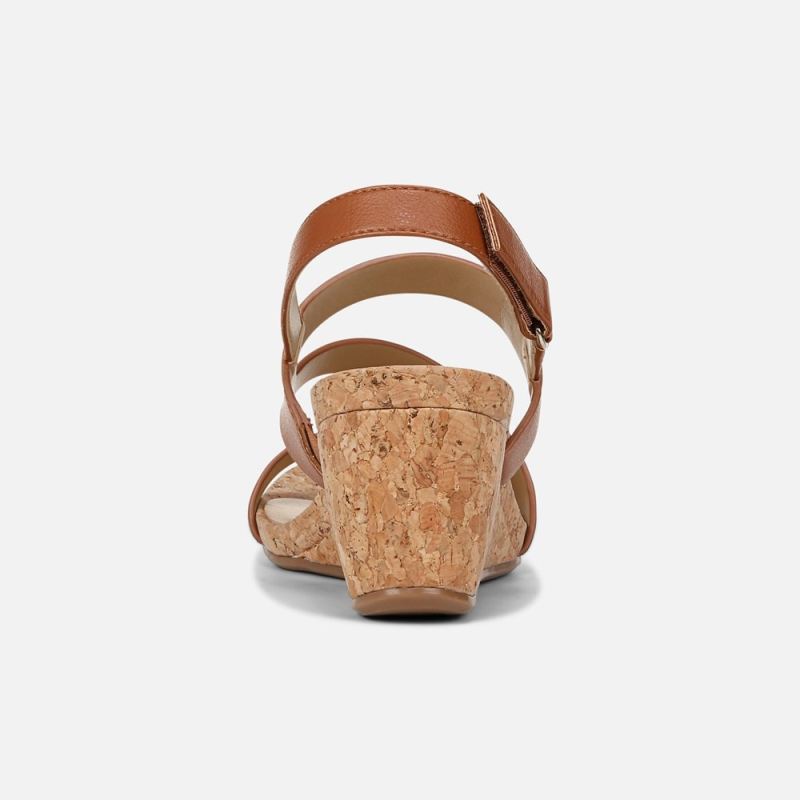 Naturalizer Women's Adria Wedge Sandal - Toffee Brown Faux Leather