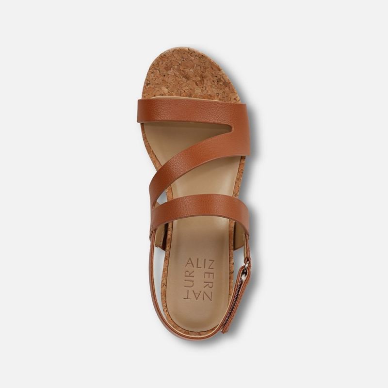 Naturalizer Women's Adria Wedge Sandal - Toffee Brown Faux Leather