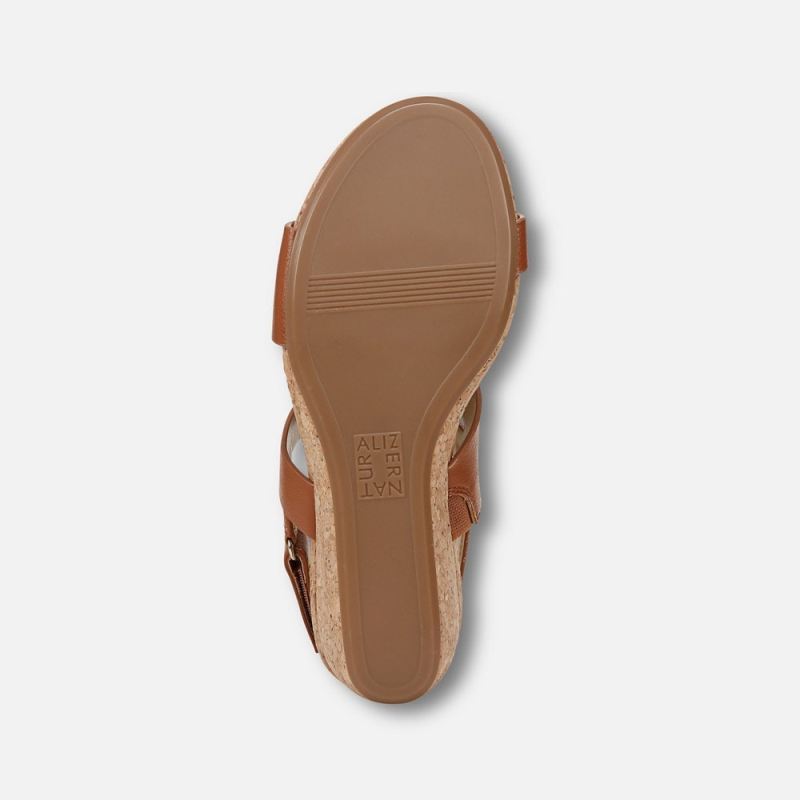 Naturalizer Women's Adria Wedge Sandal - Toffee Brown Faux Leather