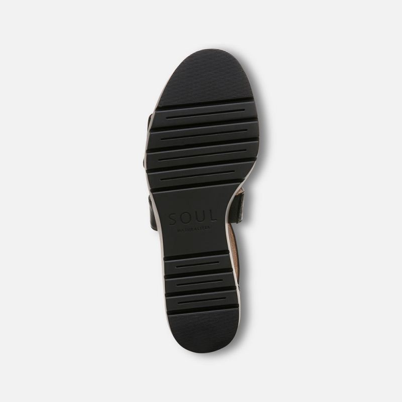 Naturalizer Women's Soul Goodtimes Wedge Sandal - Black Faux Leather