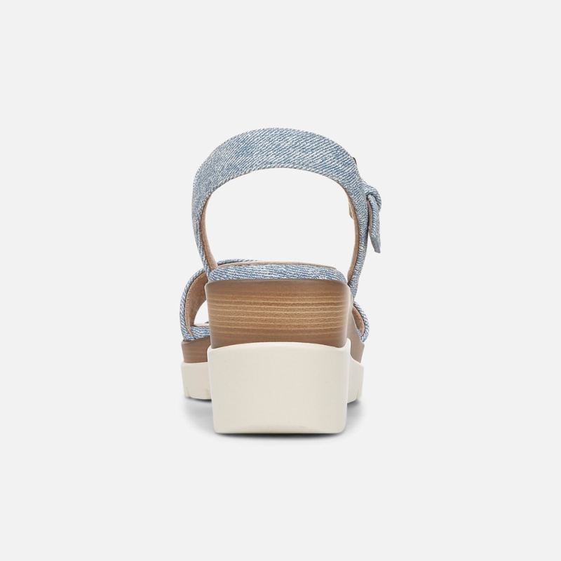 Naturalizer Women's SOUL Graciela Wedge Sandal - Light Denim Blue Faux Leather