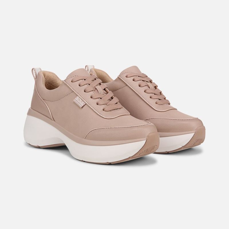 Naturalizer Women's SOUL Roquel Lace Up Sneaker - Vintage Mauve Faux Nubuck