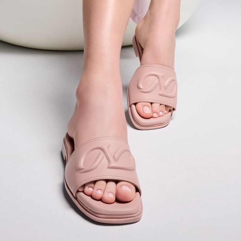 Naturalizer Women's Genevieve Slide Sandal - Cameo Blush Pink Leather