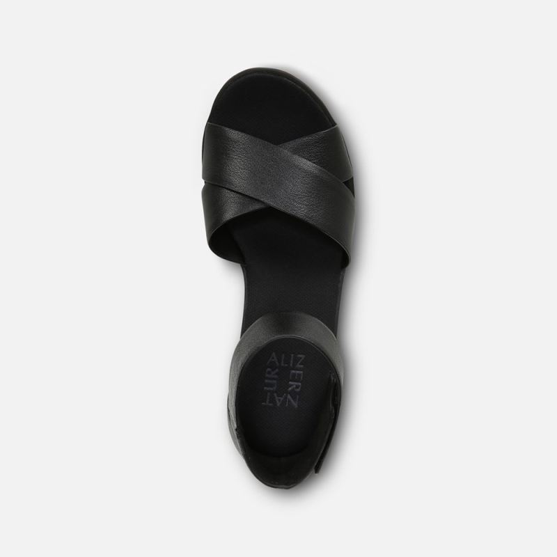 Naturalizer Women's Riviera Wedge Sandal - Black Leather