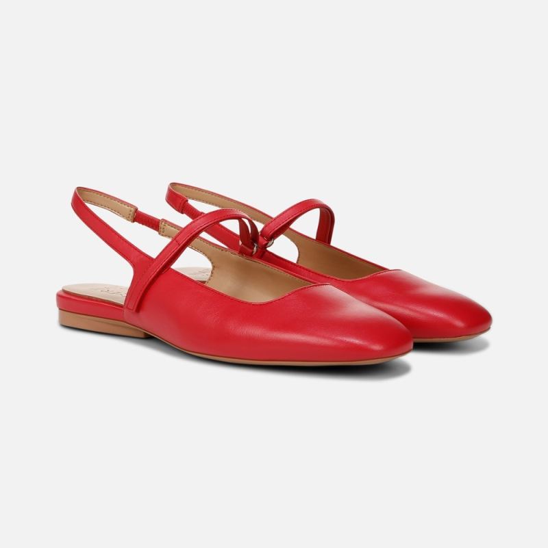 Naturalizer Women's Connie Mary Jane Slingback Flat - Crantini Red Leather