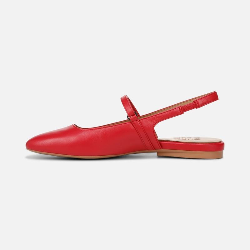 Naturalizer Women's Connie Mary Jane Slingback Flat - Crantini Red Leather