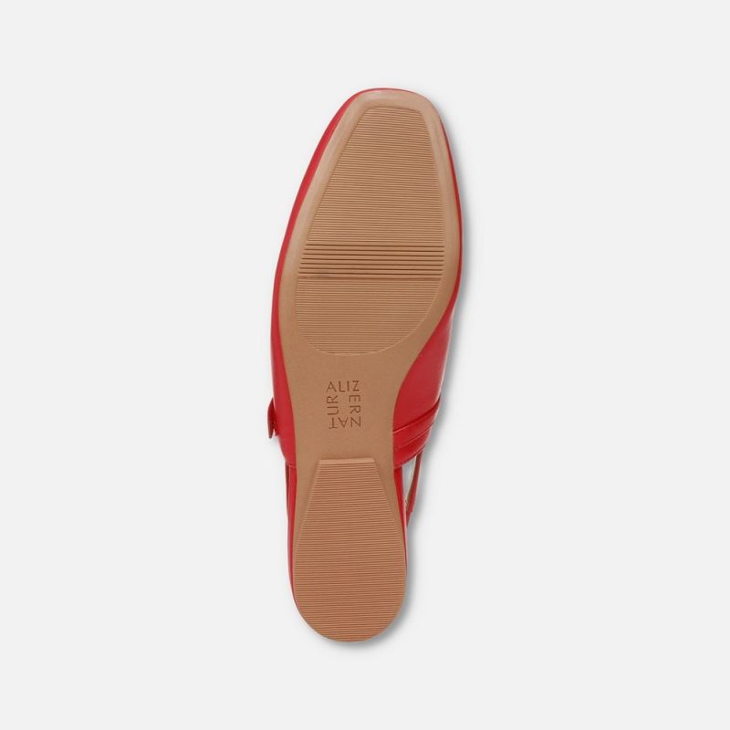 Naturalizer Women's Connie Mary Jane Slingback Flat - Crantini Red Leather