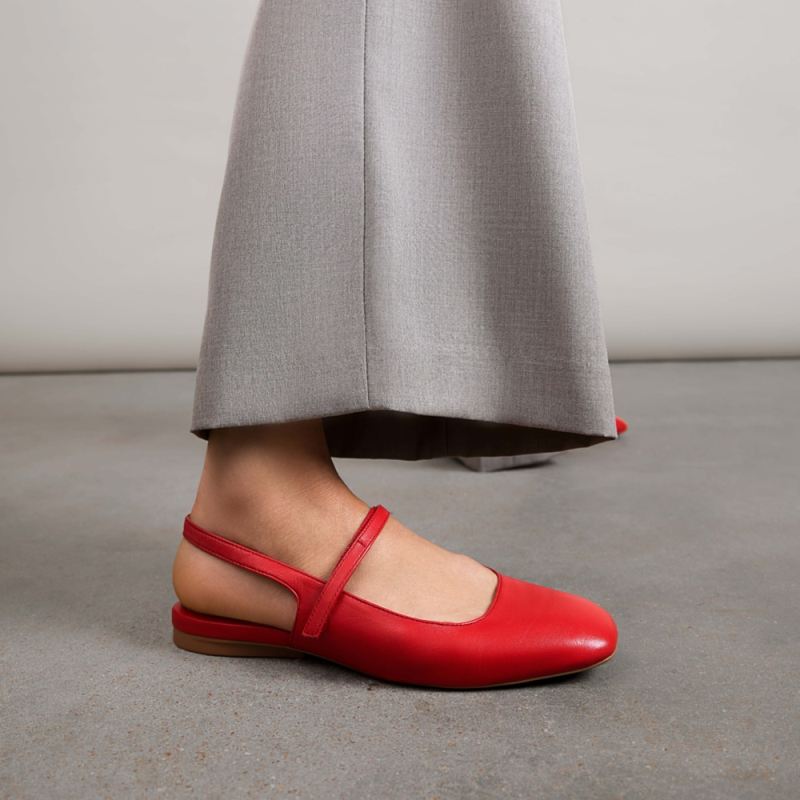 Naturalizer Women's Connie Mary Jane Slingback Flat - Crantini Red Leather