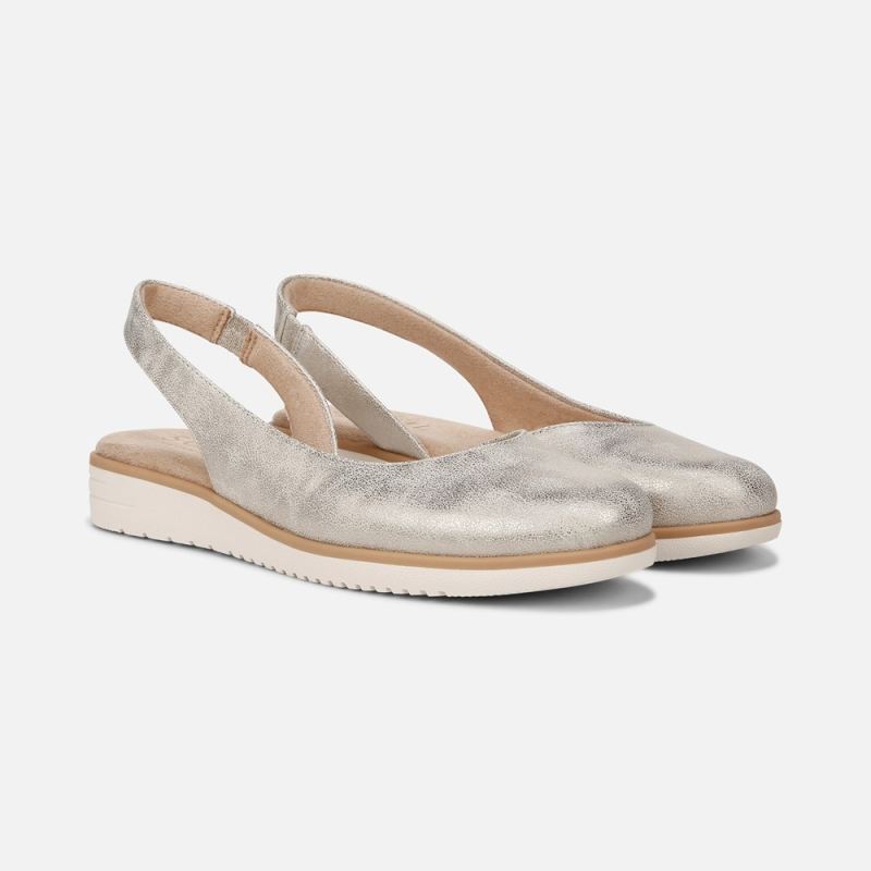 Naturalizer Women's SOUL Idea d'Orsay Flat - Light Gold Faux Leather