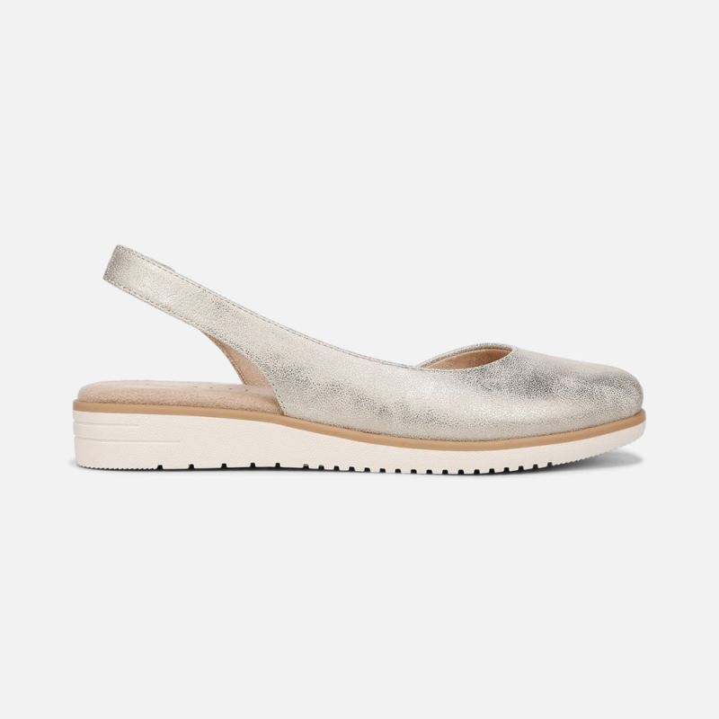 Naturalizer Women's SOUL Idea d'Orsay Flat - Light Gold Faux Leather