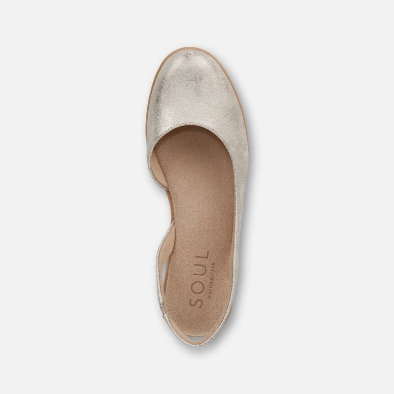 Naturalizer Women's SOUL Idea d'Orsay Flat - Light Gold Faux Leather
