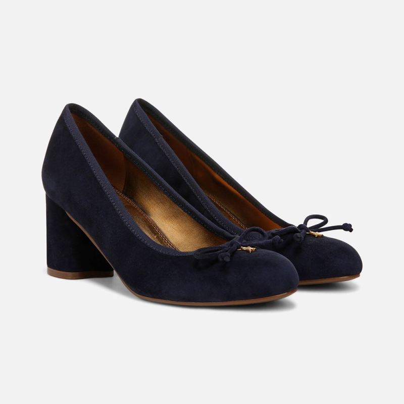 Naturalizer Women's Sienna Block Heel Pump - Midnight Blue Suede