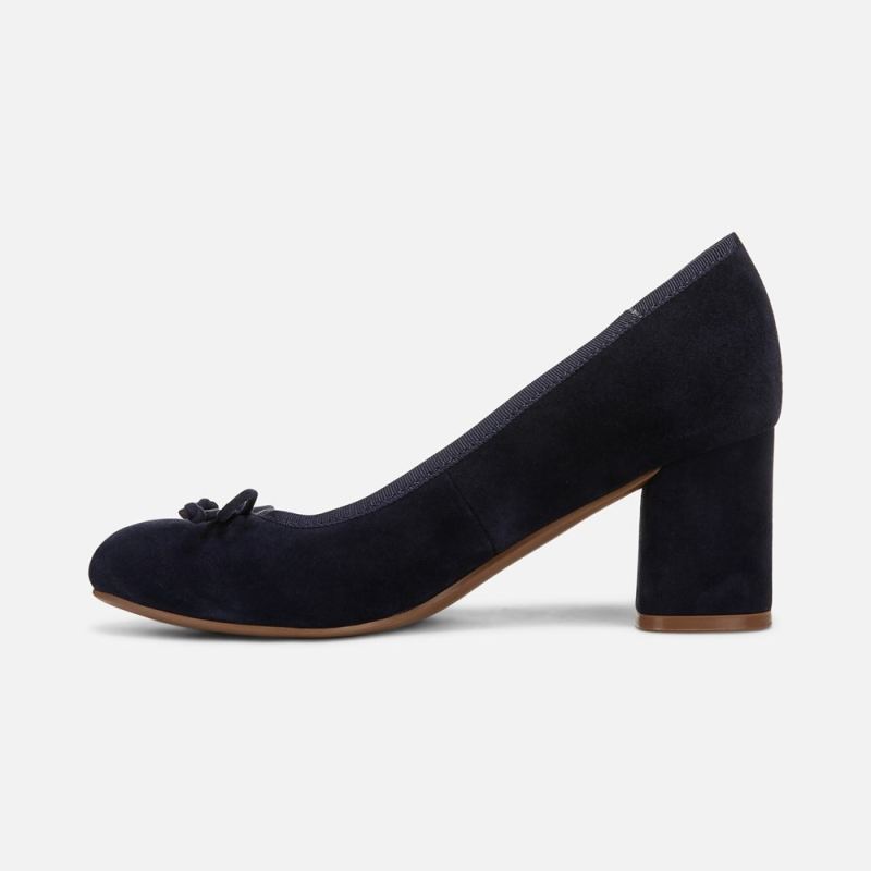 Naturalizer Women's Sienna Block Heel Pump - Midnight Blue Suede