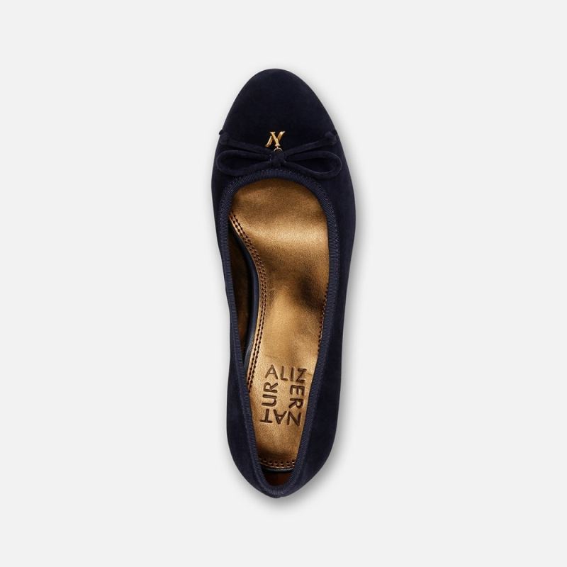 Naturalizer Women's Sienna Block Heel Pump - Midnight Blue Suede