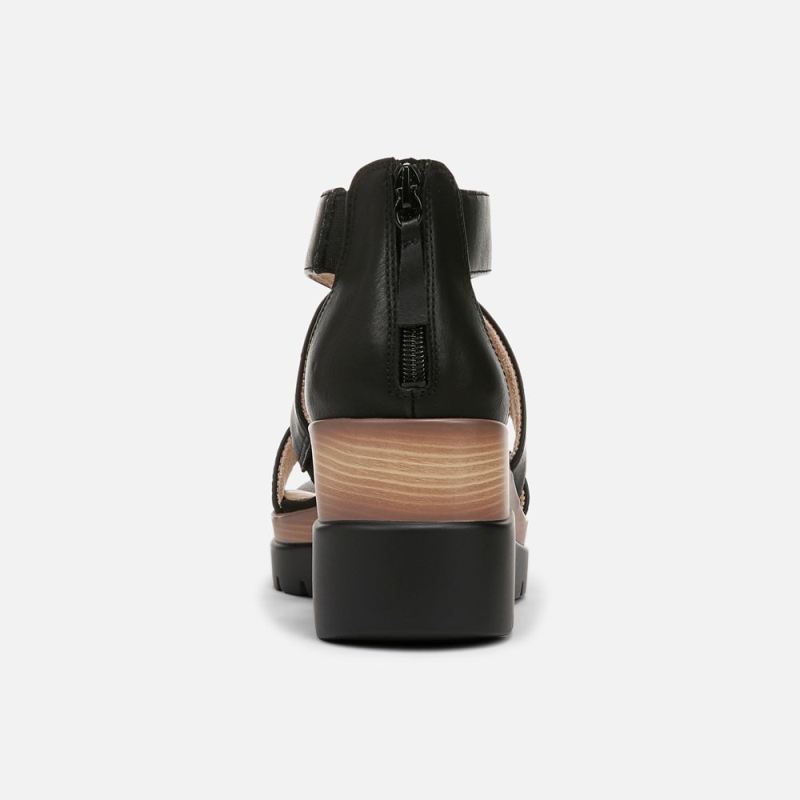 Naturalizer Women's Soul Goodtimes Wedge Sandal - Black Faux Leather