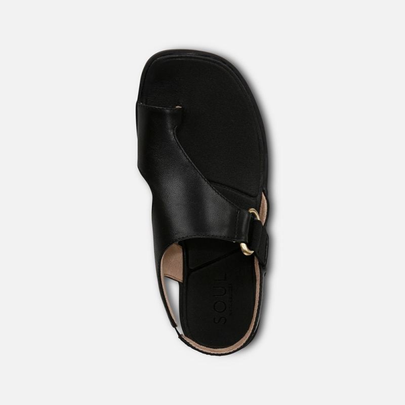 Naturalizer Women's SOUL Freya Sandal - Black Faux Leather