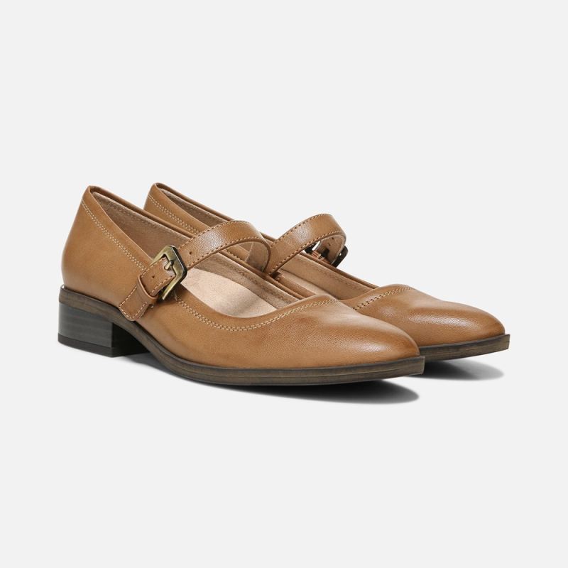 Naturalizer Women's SOUL Ramona Mary Jane Flat - English Tea Brown Synthetic