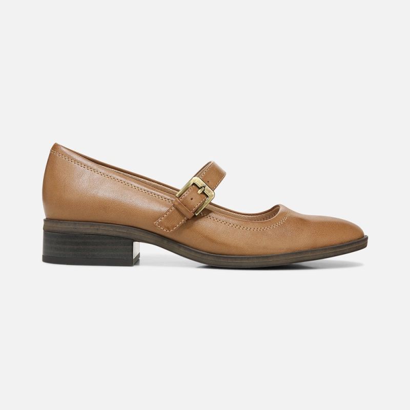 Naturalizer Women's SOUL Ramona Mary Jane Flat - English Tea Brown Synthetic