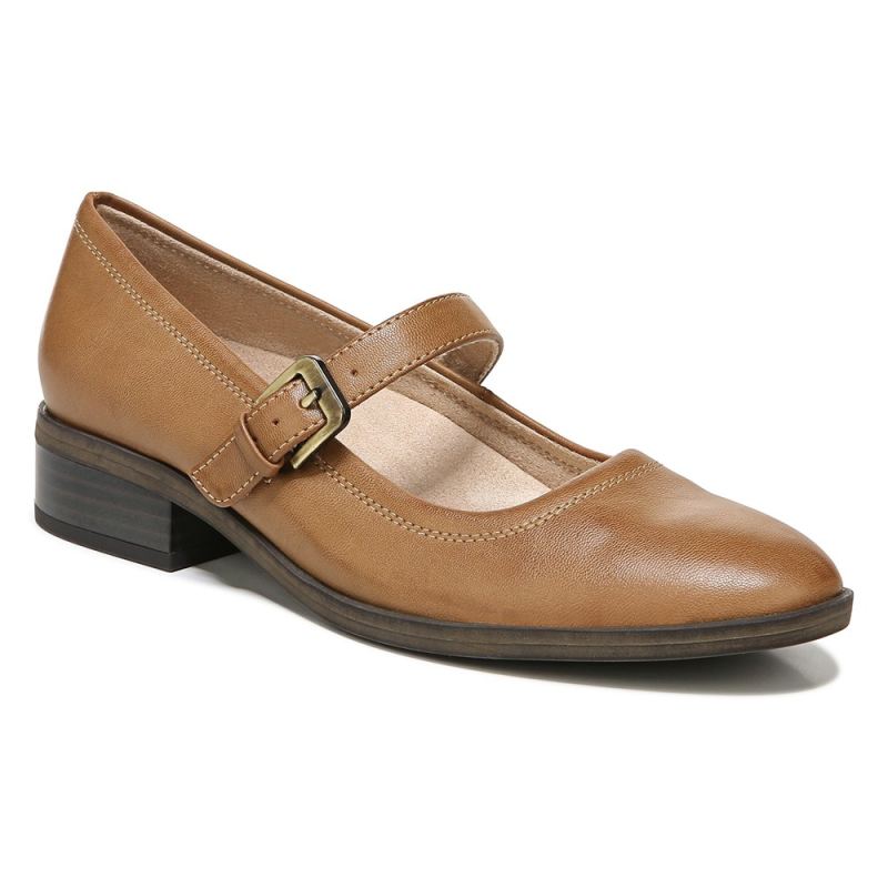 Naturalizer Women's SOUL Ramona Mary Jane Flat - English Tea Brown Synthetic