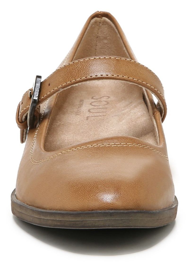 Naturalizer Women's SOUL Ramona Mary Jane Flat - English Tea Brown Synthetic