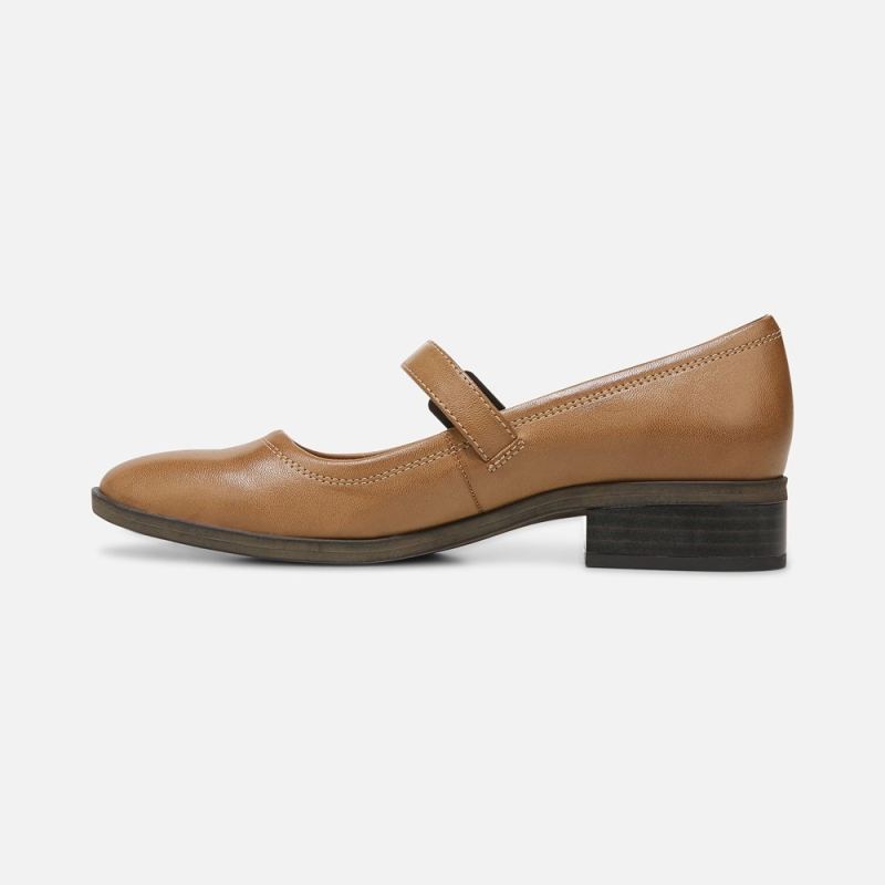 Naturalizer Women's SOUL Ramona Mary Jane Flat - English Tea Brown Synthetic