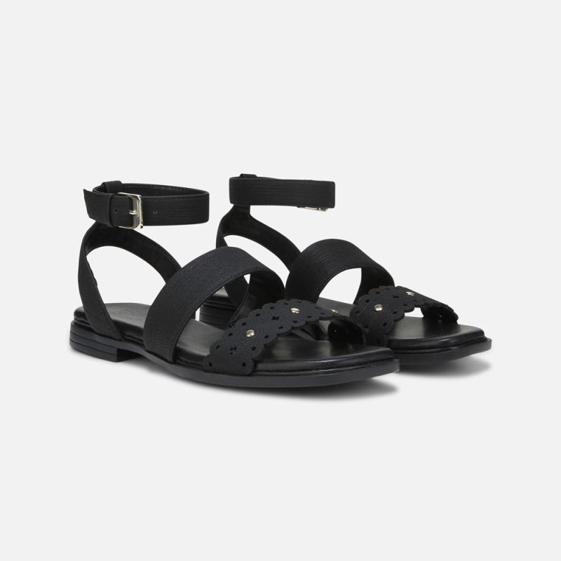 Naturalizer Women's Gana Strappy Sandal - Black Faux Leather