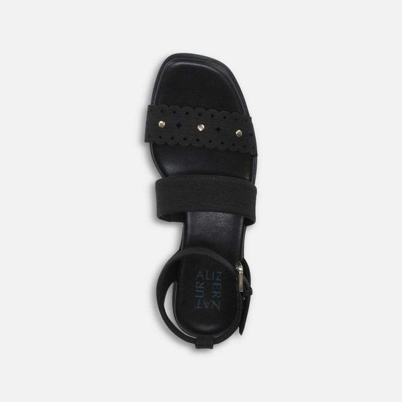 Naturalizer Women's Gana Strappy Sandal - Black Faux Leather