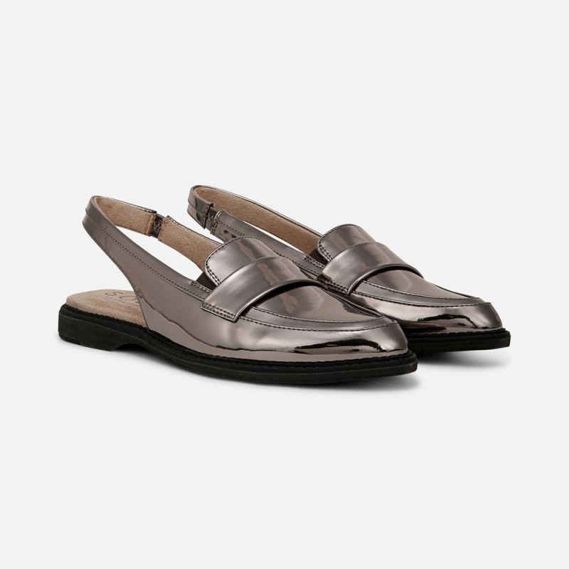 Naturalizer Women's SOUL Yeah Slingback Loafer - Pewter Faux Leather