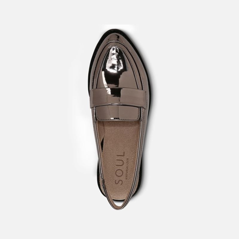 Naturalizer Women's SOUL Yeah Slingback Loafer - Pewter Faux Leather