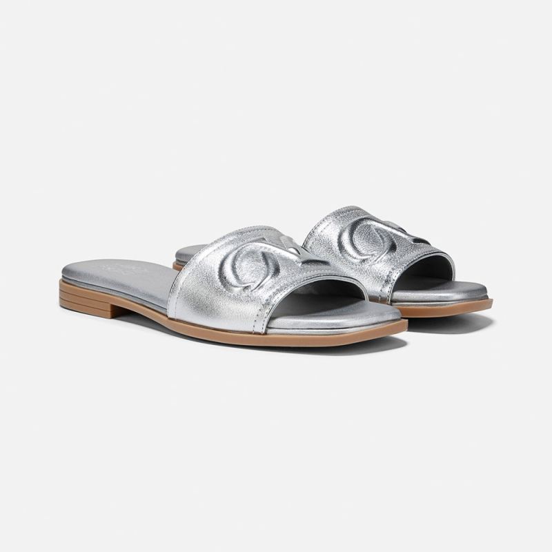Naturalizer Women's Genevieve Slide Sandal - Silver Leather