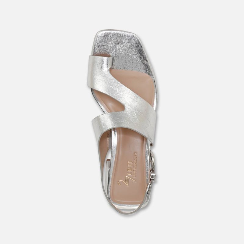 Naturalizer Women's 27 EDIT Audra Dress Sandal - Silver Leather
