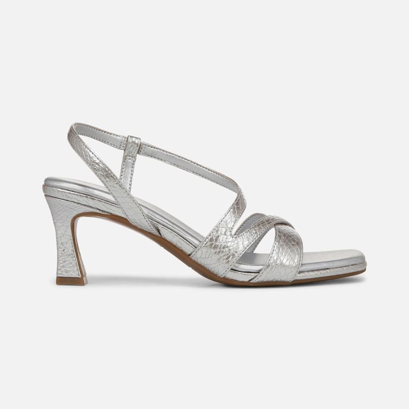 Naturalizer Women's Kieran Strappy Dress Sandal - Silver Snake Faux Leather