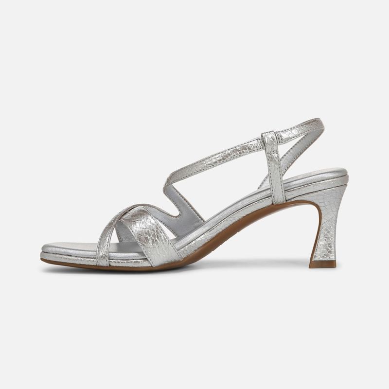 Naturalizer Women's Kieran Strappy Dress Sandal - Silver Snake Faux Leather
