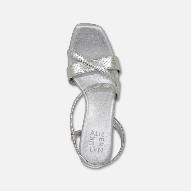 Naturalizer Women's Kieran Strappy Dress Sandal - Silver Snake Faux Leather