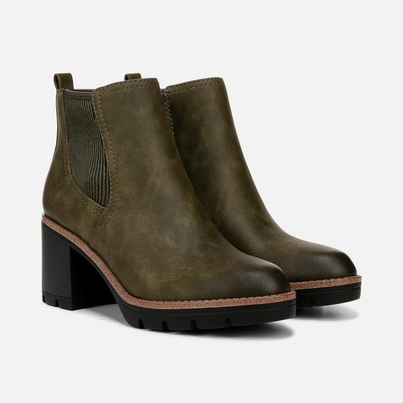Naturalizer Women's Madalynn Gore Water Repellent Bootie - Moss Green Faux Leather