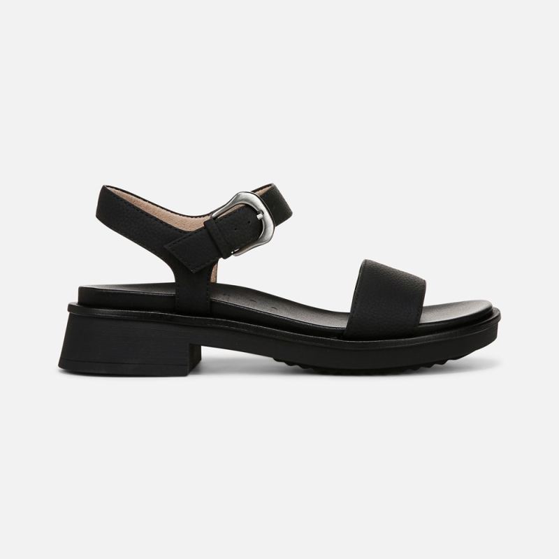 Naturalizer Women's SOUL Emma Strappy Sandal - Black Faux Leather