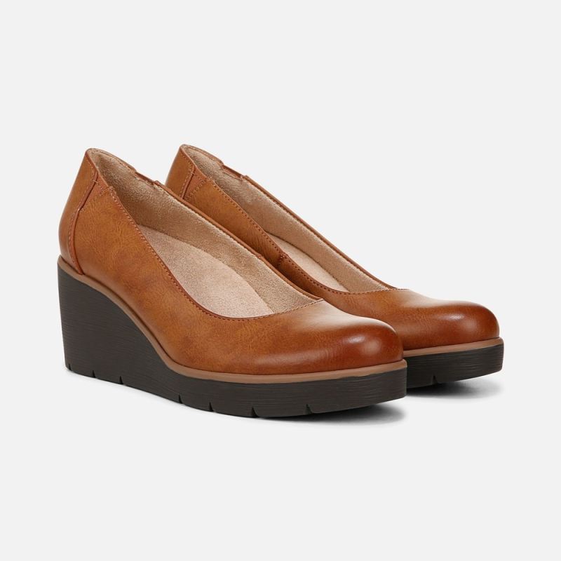 Naturalizer Women's SOUL About Time Wedge Pump - Gingerbread Brown Faux Leather
