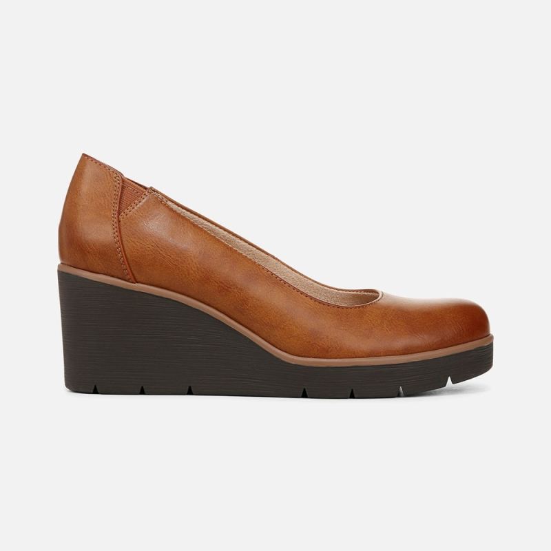 Naturalizer Women's SOUL About Time Wedge Pump - Gingerbread Brown Faux Leather