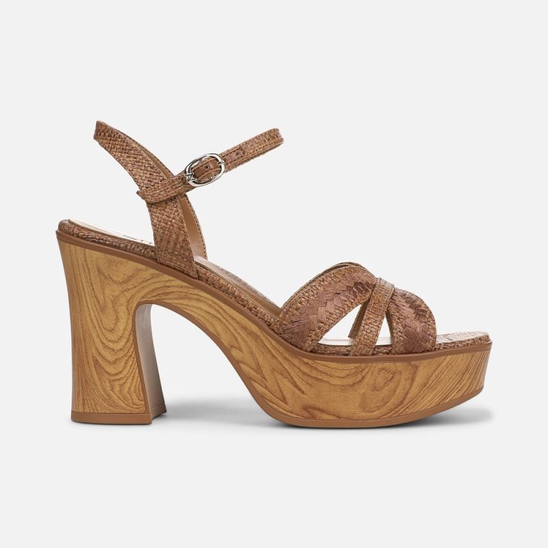 Naturalizer Women's Katalina Platform Sandal - Brown Raffia Fabric