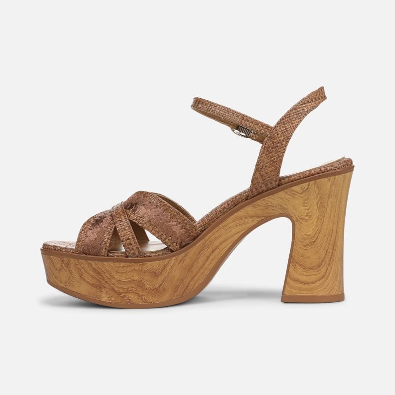 Naturalizer Women's Katalina Platform Sandal - Brown Raffia Fabric