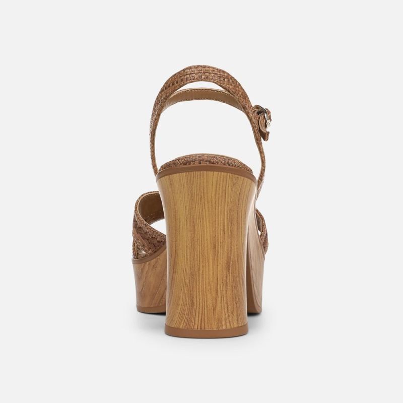 Naturalizer Women's Katalina Platform Sandal - Brown Raffia Fabric